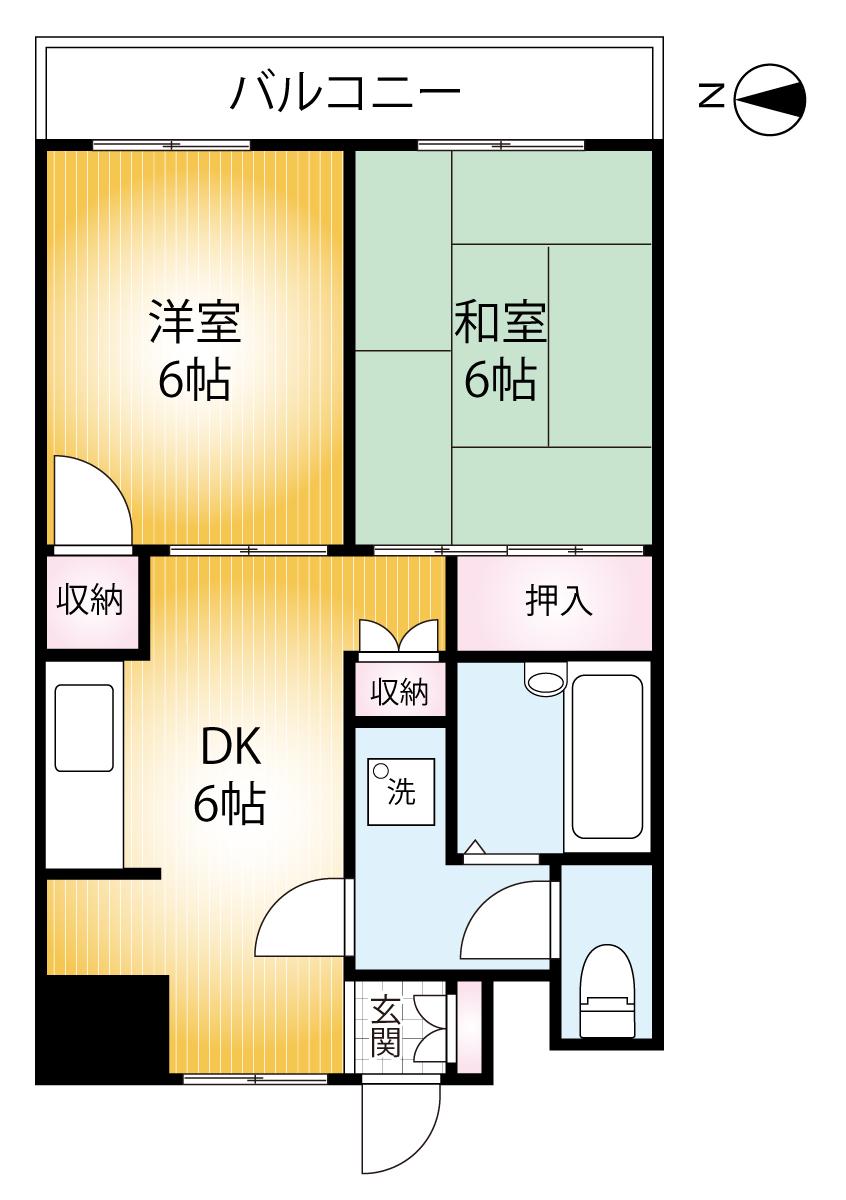協和ハイツ(2DK/4階)の間取り写真