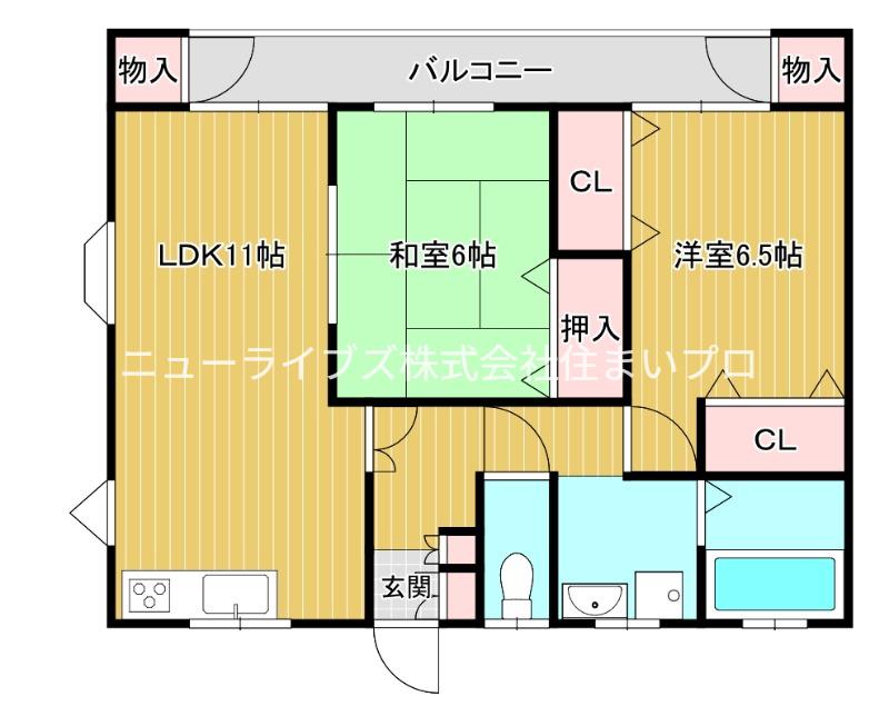 ハイツナカムラ(2LDK/1階)の間取り写真