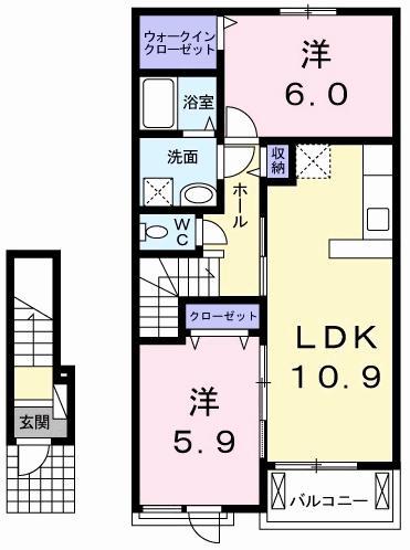 サファイアA 203(2LDK/2階)の間取り写真