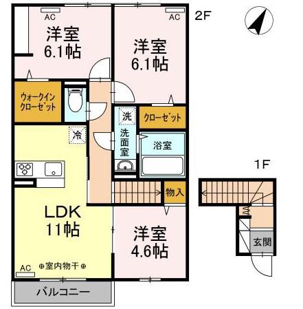 キャメロットA棟(3LDK/2階)の間取り写真