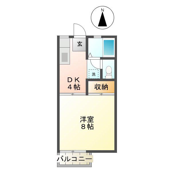 ハイム江戸橋A(1DK/2階)の間取り写真