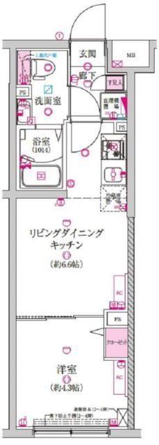 ラフィスタ豪徳寺(1DK/2階)の間取り写真