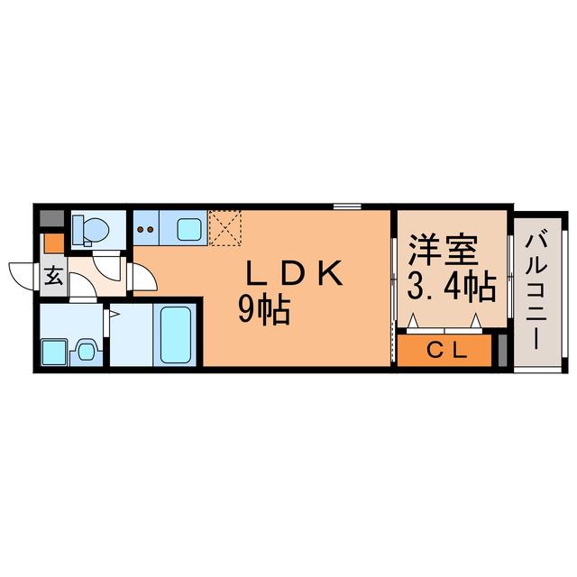ジーメゾン勝川(1LDK/1階)の間取り写真
