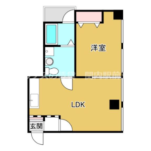 KUBOTERA BLD(1LDK/6階)の間取り写真