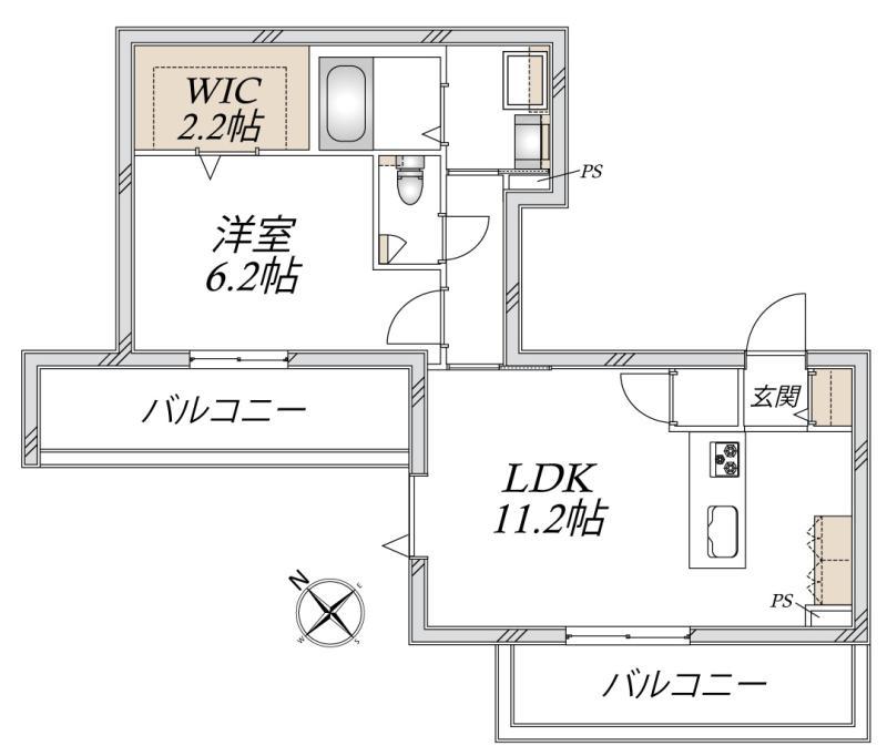 フェリーチェ赤塚新町(1LDK/3階)の間取り写真