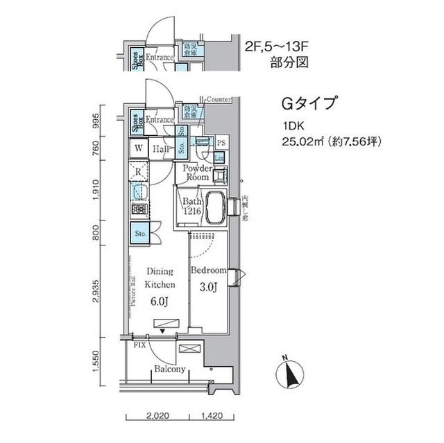 プライマル中央MINATO(1DK/7階)の間取り写真