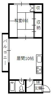 コシコーポラス(1LDK/3階)の間取り写真