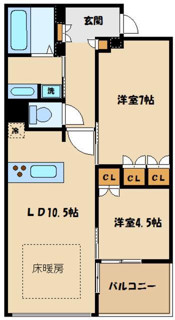 ガーデニエール砧 ウエスト(2LDK/2階)の間取り写真