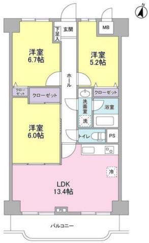 ラ・コスタ壱番館(3LDK/5階)の間取り写真
