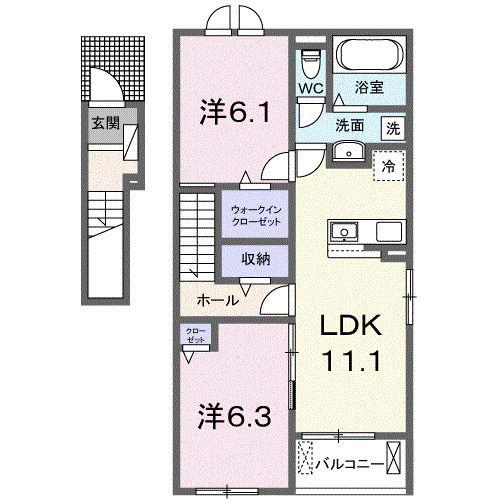 グリーンガーデン II(2LDK/2階)の間取り写真