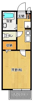 ボンメゾン南津留(1K/2階)の間取り写真