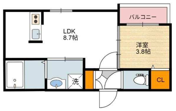 KISHINOSATO ST(1LDK/1階)の間取り写真