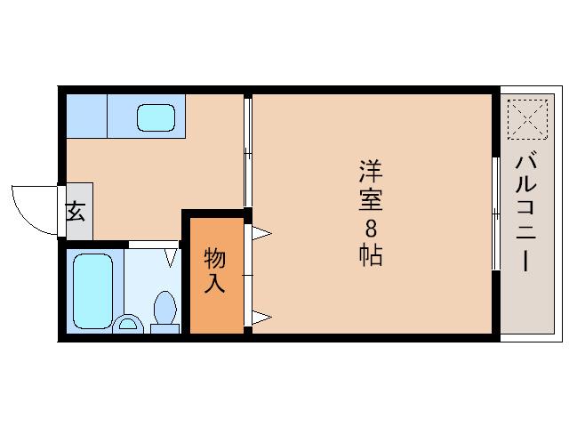 津曲マンション(ワンルーム/2階)の間取り写真