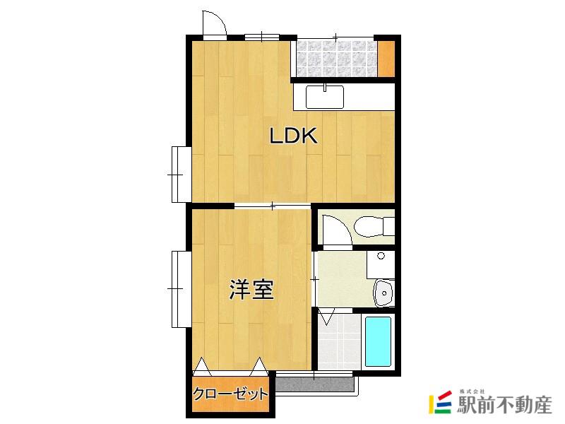 スプレンディド別府(1LDK/1階)の間取り写真