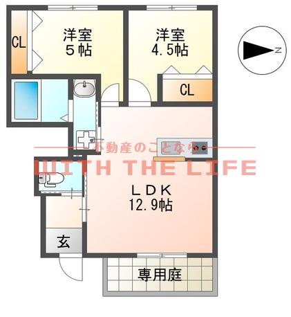 ヴィオラ本鳥栖(2LDK/1階)の間取り写真