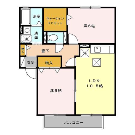 カーサ羽黒(2LDK/1階)の間取り写真