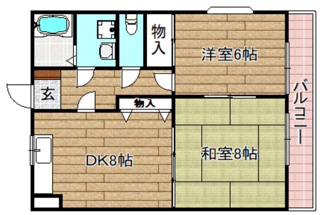 ハイツニシタニ(2DK/3階)の間取り写真
