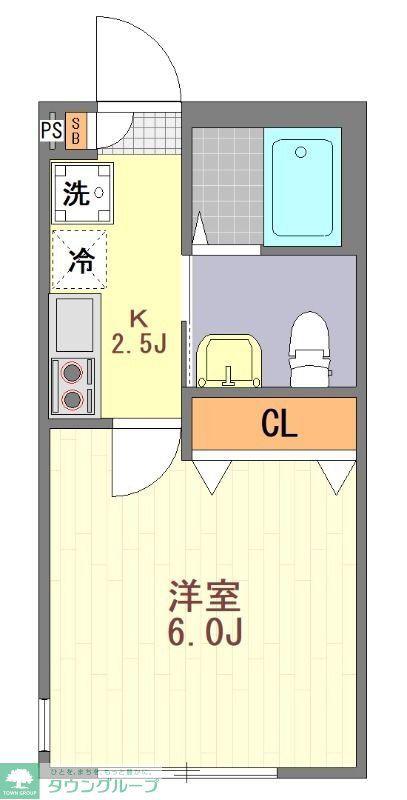 マウ溝の口(1K/2階)の間取り写真