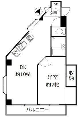 セタガヤフラット 405(1DK/4階)の間取り写真