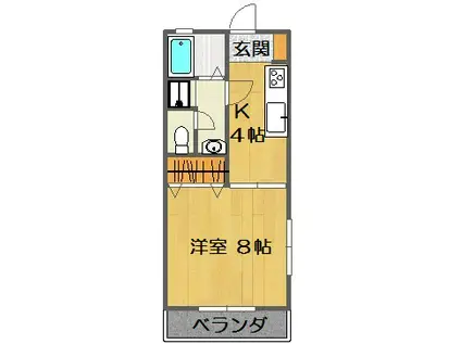 ジョイフルハイツ上横田(1K/2階)の間取り写真