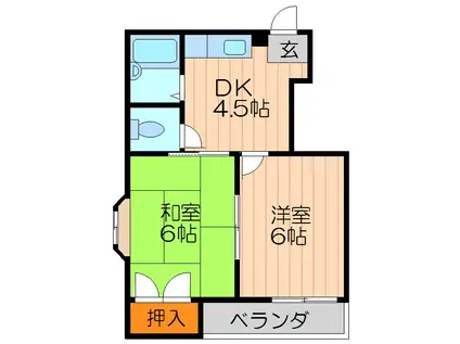 秀和第2ハイツ(2DK/4階)の間取り写真