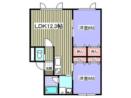 トーケンハイツIX(2LDK/2階)の間取り写真