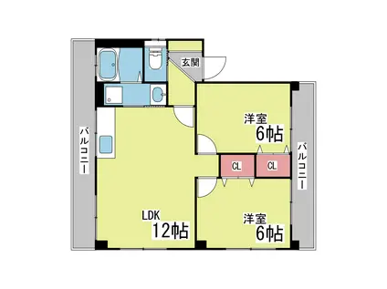 木戸マンション(2LDK/4階)の間取り写真