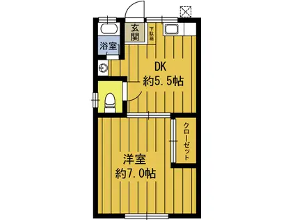 錦コーポ(1DK/2階)の間取り写真