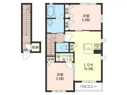 CASAREGIO カーサレジオA(2LDK/2階)の間取り写真