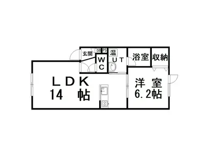 レインボーコートA(1LDK/1階)の間取り写真