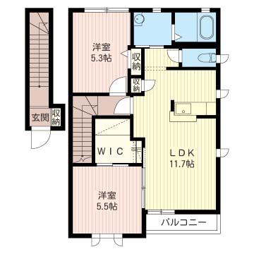 アベルト・コート B(2LDK/2階)の間取り写真