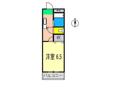 西秦ハイツ(1K/2階)の間取り写真