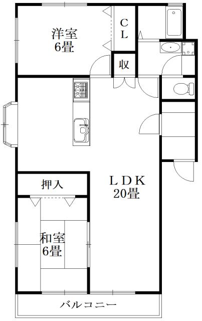 ルシフェ DO オリーブ A棟(2LDK/2階)の間取り写真