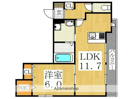 サンソアレ駒川中野(1LDK/3階)の間取り写真