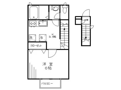 メゾンK(1K/2階)の間取り写真