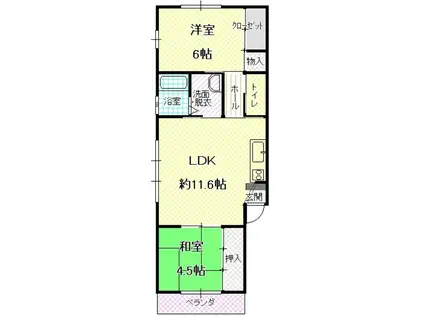 トモキヴィラ尾ノ上(2LDK/2階)の間取り写真
