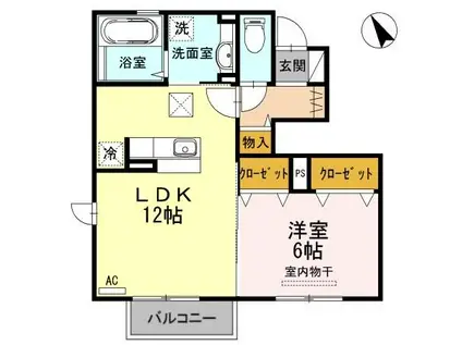 クレストコート(1LDK/1階)の間取り写真