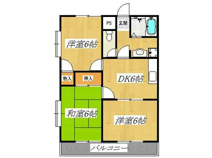 グランパルク早稲田(3DK/2階)の間取り写真