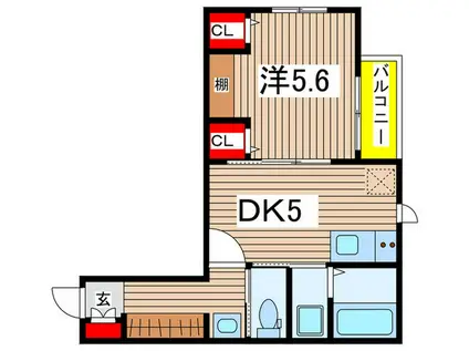 LONG HILLS本千葉(1DK/3階)の間取り写真