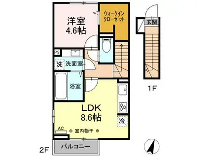サフィール富士見台(1LDK/2階)の間取り写真