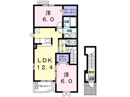 コモド・セスタ(2LDK/2階)の間取り写真