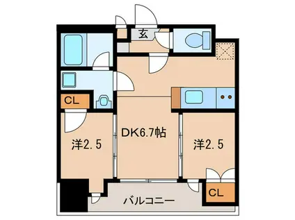 CRYSTAL&RESORT FUKUOKA(2DK/4階)の間取り写真