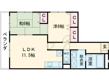 アジュール広田(2LDK/5階)の間取り写真