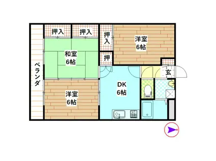 瀬戸山マンションI番館(3DK/3階)の間取り写真