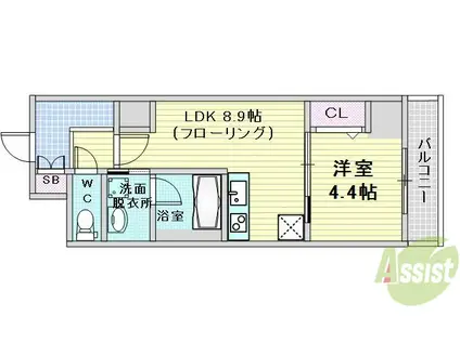 グランセジュール江坂(1LDK/5階)の間取り写真