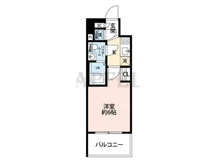 エスリード大阪梅田リュクス(1K/2階)の間取り写真