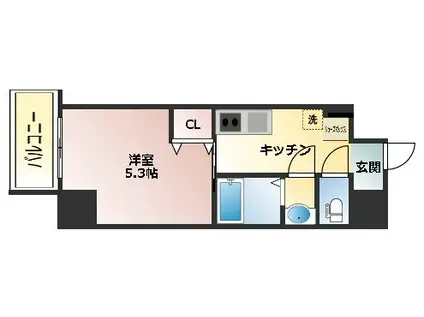 フォーリアライズ昭和南通1(1K/13階)の間取り写真