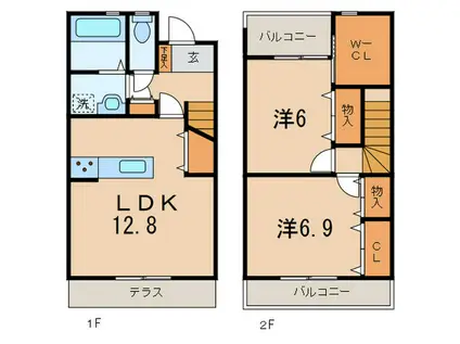 カーサマンダリーノ(2LDK/1階)の間取り写真