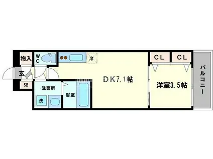 LC天王寺東(1DK/8階)の間取り写真