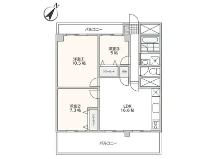 ヴェルデュール相模原(3LDK/4階)の間取り写真